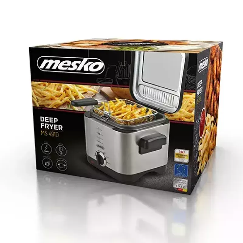 Fritieris Mesko Home MS 4910 Vienreizējs 1,5 L 900 W Melns Matēts tērauds