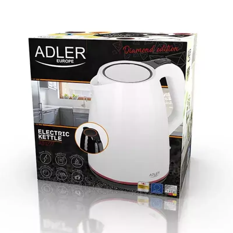 Elektriskā tējkanna Adler AD 1277 1,7 L 2200 W Balta