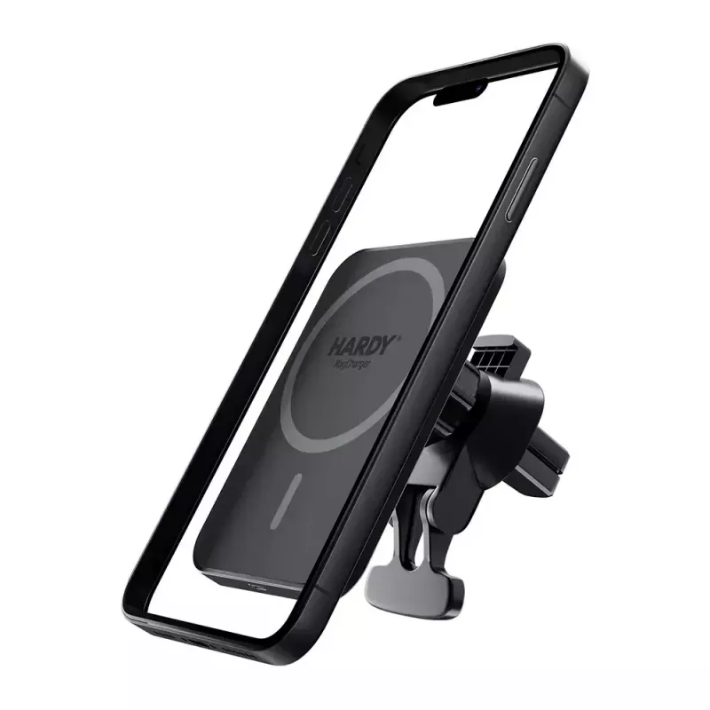 Auto bezvadu lādētājs 3MK HARDY MagCharger — Auto USB-C 5/9V, ātrā bezvadu uzlāde, melns