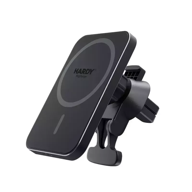 Auto bezvadu lādētājs 3MK HARDY MagCharger — Auto USB-C 5/9V, ātrā bezvadu uzlāde, melns