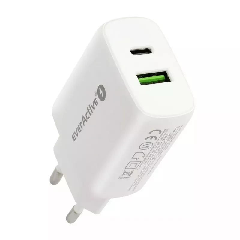 USB-C lādētājs everActive SC-370Q 25W QC3.0 USB ātrā uzlāde