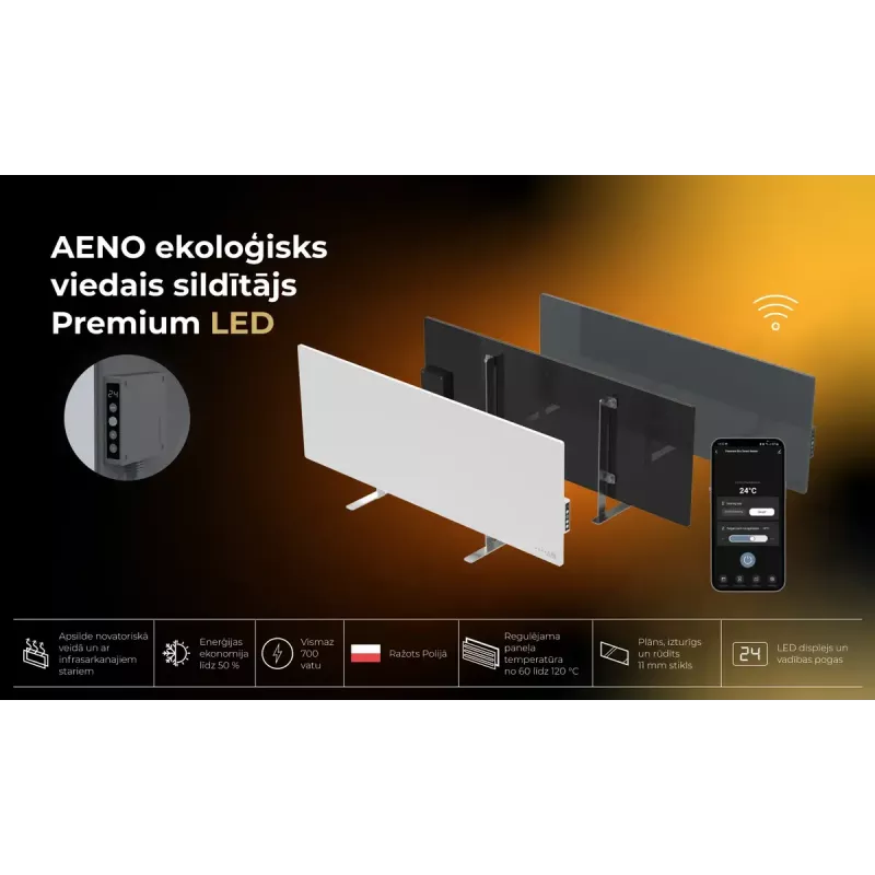 Infrasarkanais elektriskais sildītājs AENO Premium Eco Smart Heater AGH0005S, Pelēks
