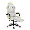 Spēļu krēsls Huzaro FORCE 4.7 RGB balta — polsterēts auduma kausveida sēdeklis, maks. slodze 140 kg, regulējams augstums 43–53 cm, slīpums 90–140°
