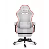 Spēļu krēsls Huzaro FORCE 4.7 RGB balta — polsterēts auduma kausveida sēdeklis, maks. slodze 140 kg, regulējams augstums 43–53 cm, slīpums 90–140°