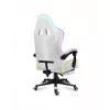 Spēļu krēsls Huzaro FORCE 4.7 RGB balta — polsterēts auduma kausveida sēdeklis, maks. slodze 140 kg, regulējams augstums 43–53 cm, slīpums 90–140°