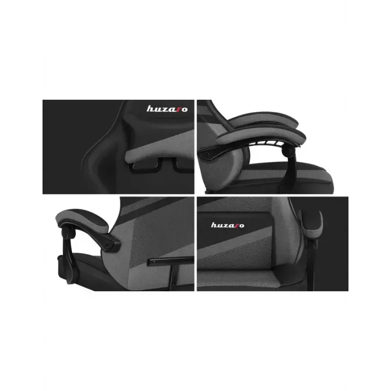 PC spēlētāju krēsls huzaro FORCE 4.4 Kausa sēdeklis Melns pelēks — sieta audums, maks. 130 kg, regulējams augstums 45–55 cm, 5 riteņi