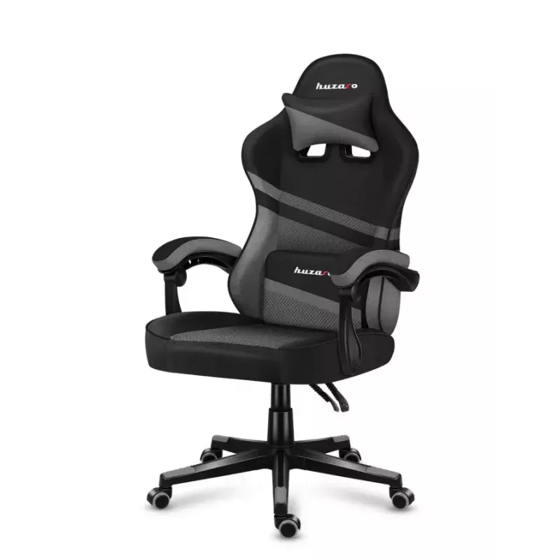 PC spēlētāju krēsls huzaro FORCE 4.4 Kausa sēdeklis Melns pelēks — sieta audums, maks. 130 kg, regulējams augstums 45–55 cm, 5 riteņi