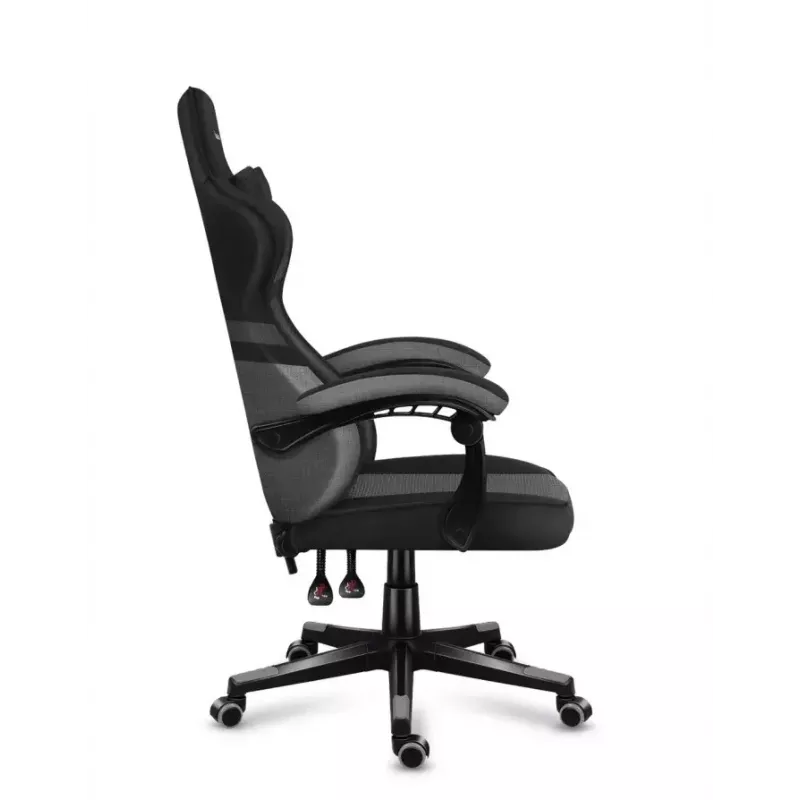 PC spēlētāju krēsls huzaro FORCE 4.4 Kausa sēdeklis Melns pelēks — sieta audums, maks. 130 kg, regulējams augstums 45–55 cm, 5 riteņi