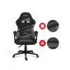 PC spēlētāju krēsls huzaro FORCE 4.4 Kausa sēdeklis Melns pelēks — sieta audums, maks. 130 kg, regulējams augstums 45–55 cm, 5 riteņi