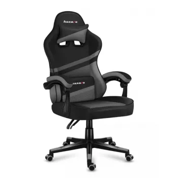 PC spēlētāju krēsls huzaro FORCE 4.4 Kausa sēdeklis Melns pelēks — sieta audums, maks. 130 kg, regulējams augstums 45–55 cm, 5 riteņi