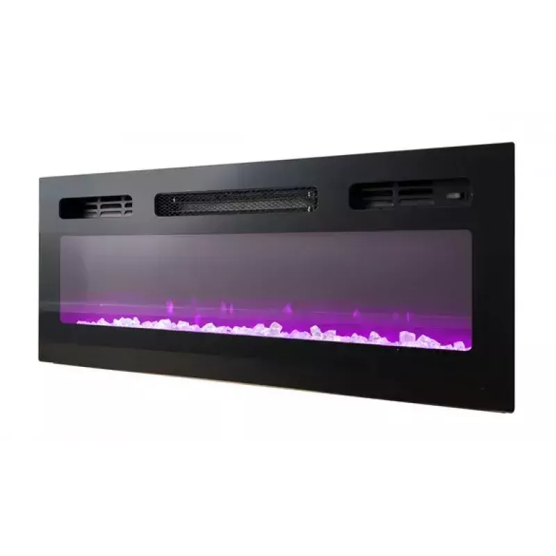 TV cabinets Cama Meble EVA ar elektrisko kamīnu 180×40×52 cm, balts rāmis, spīdīgi baltas durvis, MDF virsma