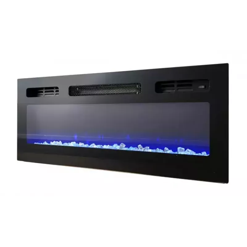 TV cabinets Cama Meble EVA ar elektrisko kamīnu 180×40×52 cm, balts rāmis, spīdīgi baltas durvis, MDF virsma
