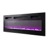 TV skapis Cama Meble EVA ar elektrisko kamīnu 180x40x52 cm, melns/spīdīgi melns