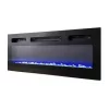 TV skapis Cama Meble EVA ar elektrisko kamīnu 180x40x52 cm, melns/spīdīgi melns