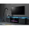 TV skapis Cama Meble EVA ar elektrisko kamīnu 180x40x52 cm grafīta/krāsainais grafīts