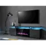 TV skapis Cama Meble EVA ar elektrisko kamīnu 180x40x52 cm grafīta/krāsainais grafīts