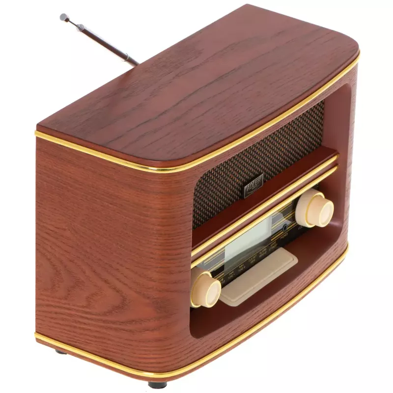 Portable radio Adler AD 1187 — FM, 10 W RMS, LCD display, brown, 300×140×210 mm