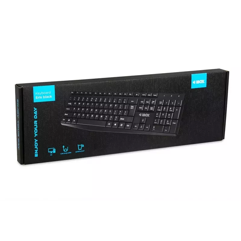 Vadu USB tastatūra IBOX Eris IKC2010B — pilnizmēra 105 taustiņu, USB, ūdensizturīga, melna