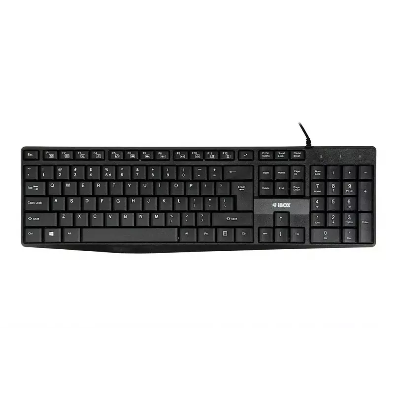 Vadu USB tastatūra IBOX Eris IKC2010B — pilnizmēra 105 taustiņu, USB, ūdensizturīga, melna