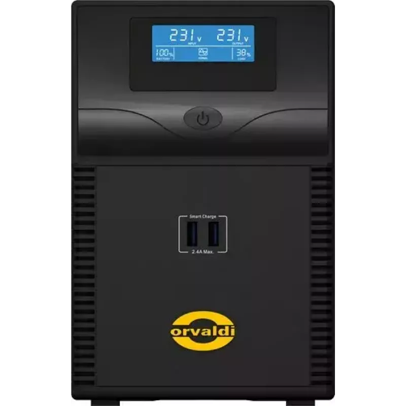 UPS ORVALDI ID1K5CH 1,5 kVA (900 W) Line-Interactive, 24 V akumulators, LCD, USB, kompakts melns