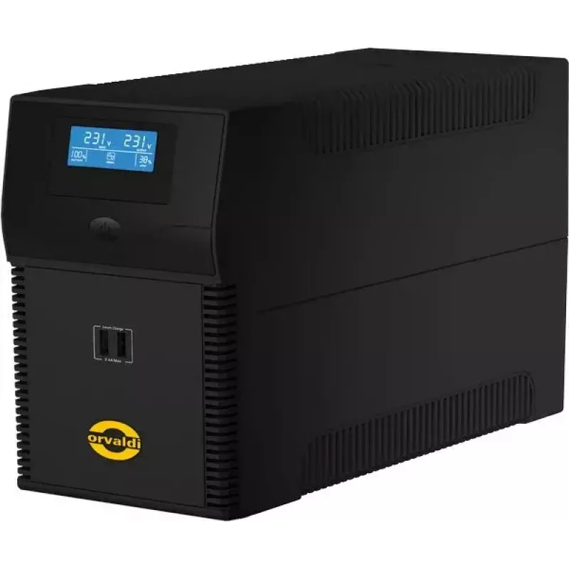 UPS ORVALDI ID1K5CH 1,5 kVA (900 W) Line-Interactive, 24 V akumulators, LCD, USB, kompakts melns