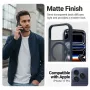 Aizsargājošs MagSafe viedtālruņa maciņš Crong Hybrid Matte Magnetic iPhone 17 Pro — PC + TPU, caurspīdīgi tumši zils