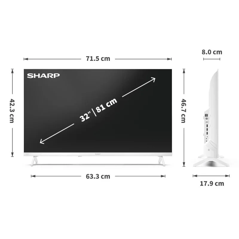 Sharp LC-32HF2265EW 81,3 cm (32 collu) HD viedais televizors Wi-Fi balts