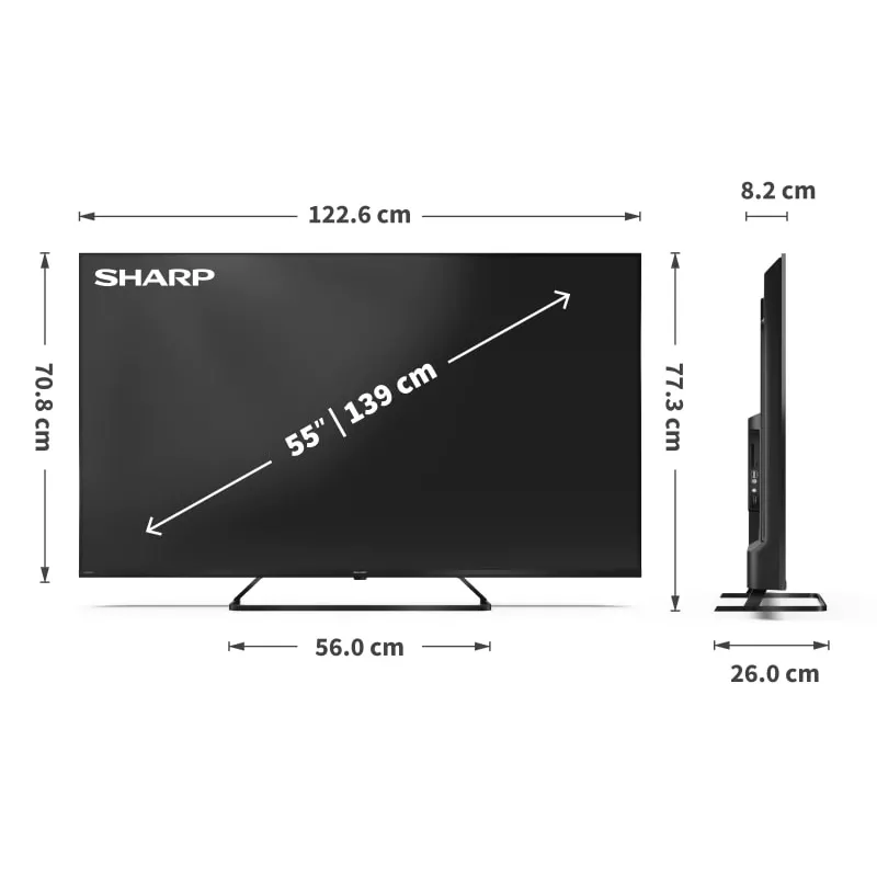 Sharp 55HP6265E TV 139,7 cm (55 collas) 4K Ultra HD viedais televizors Wi-Fi melns