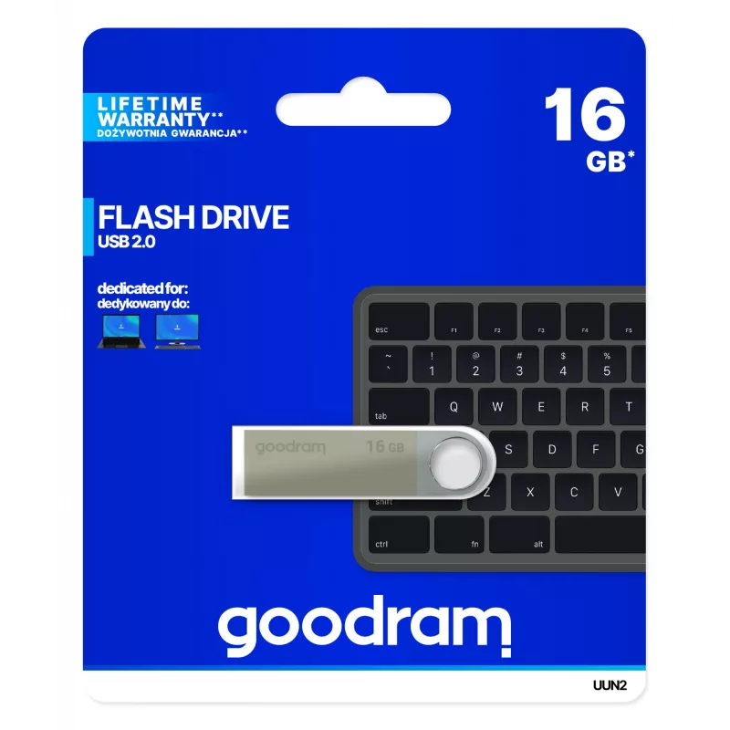 Goodram UUN2 USB zibatmiņa 16 GB USB Type-A 2.0 Sudraba