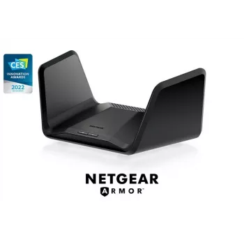 NETGEAR Nighthawk AXE7800 WiFi maršrutētājs (RAXE300), Wi-Fi 6 (802.11ax), Trīsjoslu (2.4 GHz / 5 GHz / 5 GHz), Ethernet LAN, Melns, Portatīvs maršrutētājs