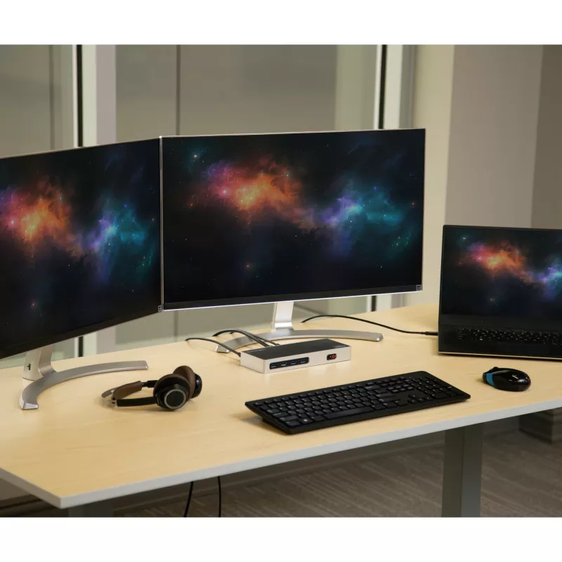 StarTech.com USB-C un USB-A dokstacija - divu monitoru 4K 60Hz dokstacija DisplayPort + HDMI - hibrīda USB 3.0 dokstacija USB-C vai USB-A klēpjdatoriem - 6x USB Type-A, GbE - USB 3.1 Gen 1 - Mac/Windows