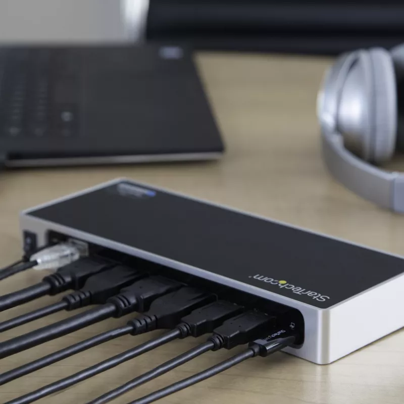 StarTech.com USB-C un USB-A dokstacija - divu monitoru 4K 60Hz dokstacija DisplayPort + HDMI - hibrīda USB 3.0 dokstacija USB-C vai USB-A klēpjdatoriem - 6x USB Type-A, GbE - USB 3.1 Gen 1 - Mac/Windows