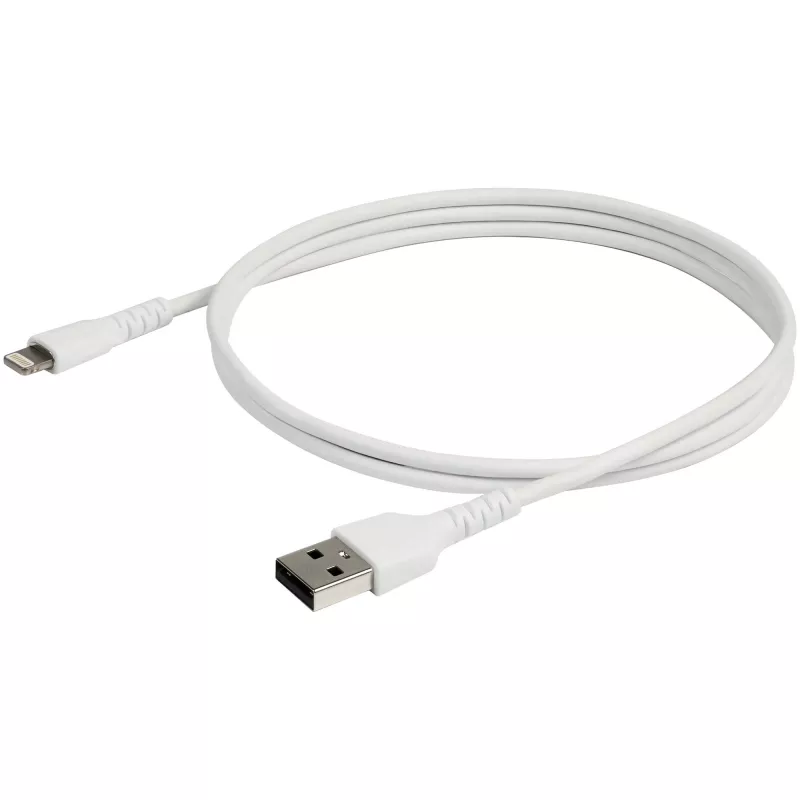StarTech.com 3 pēdu (1 m) izturīgs balts USB-A uz Lightning kabelis – lieljaudas pastiprināts aramīda šķiedras USB A tipa uz Lightning lādētāja/sinhronizācijas strāvas vads – Apple MFi sertificēts iPad/iPhone 12