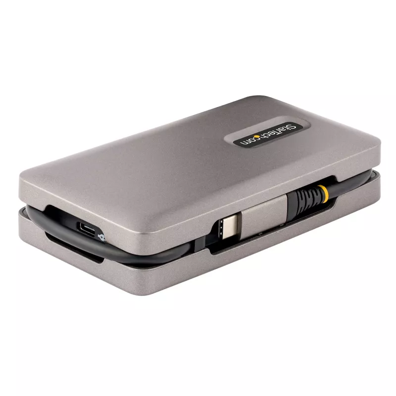 StarTech.com USB-C vairāku pieslēgvietu adapteris, 4K 60Hz HDMI 2.0b, HDR, USB 3.2 Gen 2 10Gbps centrmezgls (2xUSB-C, 1xUSB-A), 100W PD caurlaides uzlāde, mini ceļojumu dokstacija, 12 inch/30cm kabelis, klēpjdatora dokstacija