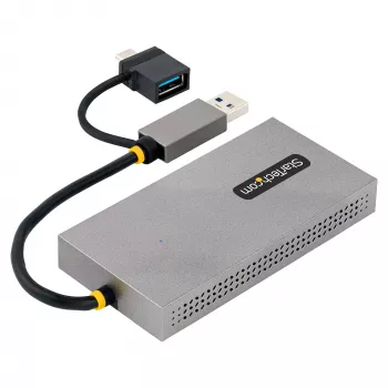 StarTech.com USB uz divu HDMI adapteris, USB A/C uz 2x HDMI displejiem (1x 4K30Hz, 1x 1080p), integrēts USB-A uz C pārveidotājs, 4 collu/11 cm kabelis, USB 3.0 uz HDMI displeja adapteris, Windows un macOS