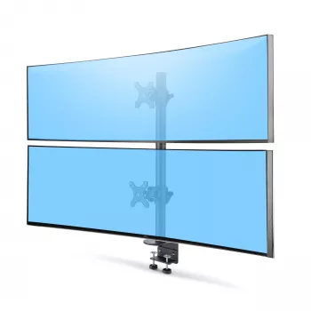 StarTech.com galda stiprinājums 2 vertikāli sakrautiem monitoriem, divi 49 collu, kopējais svars 32 kg, C-skava, ātrās atbrīvošanas VESA sistēma, platekrāna 16:9/ultraplatekrāna 32:9, TAA