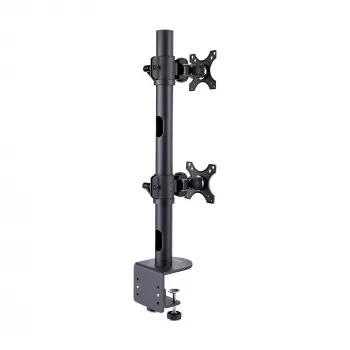 StarTech.com galda stiprinājums 2 vertikāli sakrautiem monitoriem, divi 49 collu, kopējais svars 32 kg, C-skava, ātrās atbrīvošanas VESA sistēma, platekrāna 16:9/ultraplatekrāna 32:9, TAA