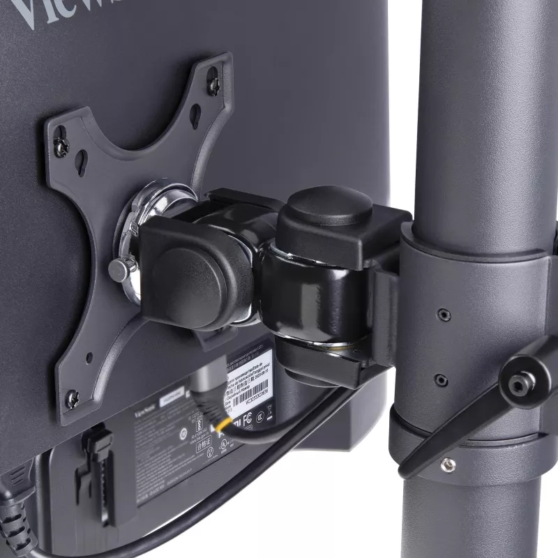 StarTech.com galda stiprinājums 2 vertikāli sakrautiem monitoriem, divi 49 collu, kopējais svars 32 kg, C-skava, ātrās atbrīvošanas VESA sistēma, platekrāna 16:9/ultraplatekrāna 32:9, TAA
