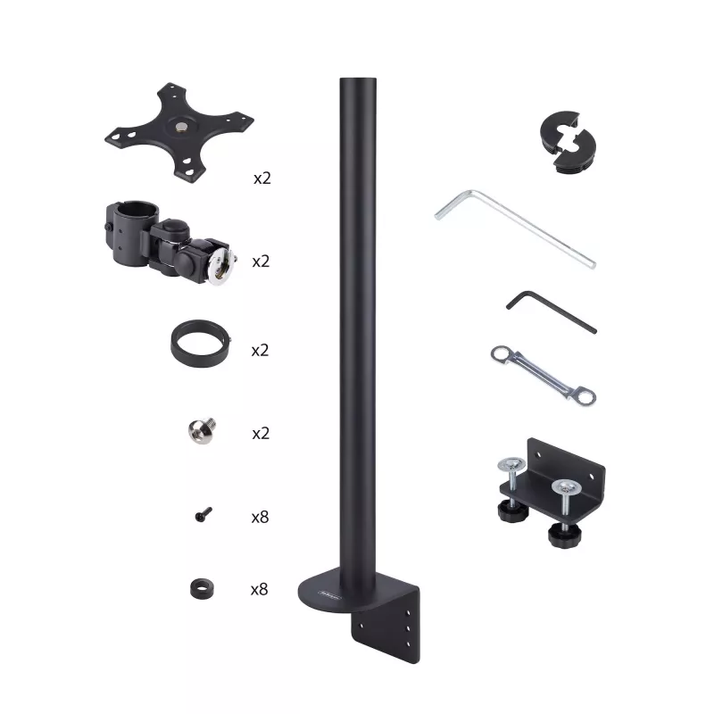 StarTech.com galda stiprinājums 2 vertikāli sakrautiem monitoriem, divi 49 collu, kopējais svars 32 kg, C-skava, ātrās atbrīvošanas VESA sistēma, platekrāna 16:9/ultraplatekrāna 32:9, TAA