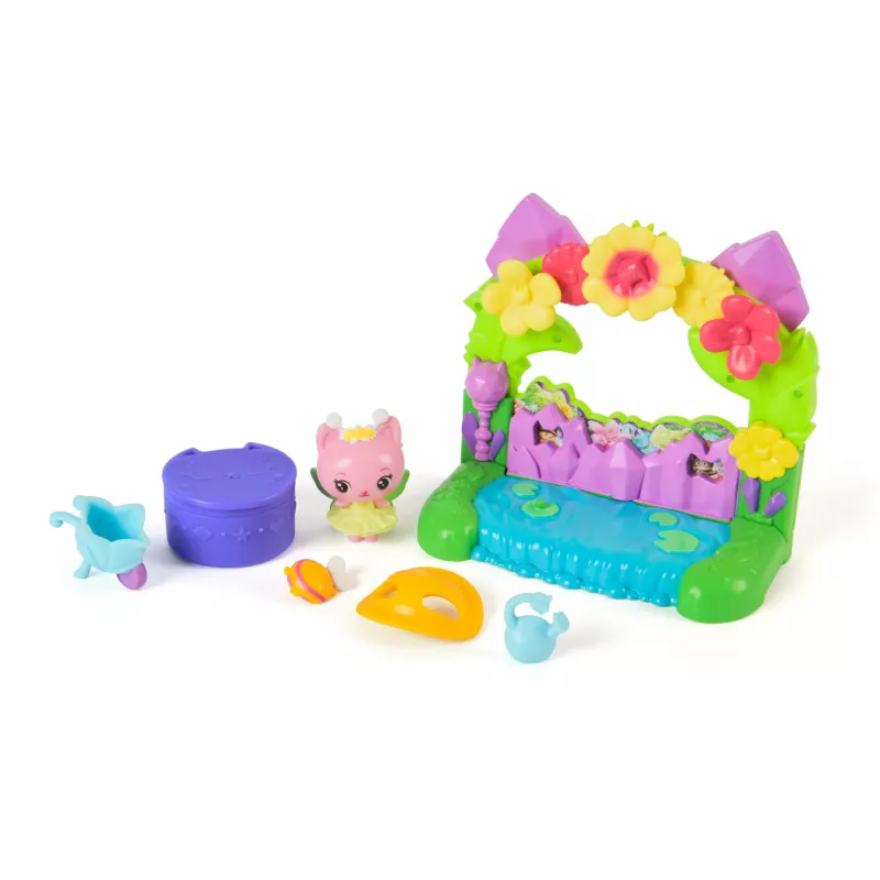 Gabby's Dollhouse: Filma, Karalienes Kitijas Fejas dārza balkons, ar rotaļu figūriņu un leļļu mājas piederumiem, bērnu rotaļlietas meitenēm un zēniem no 3 gadu vecuma