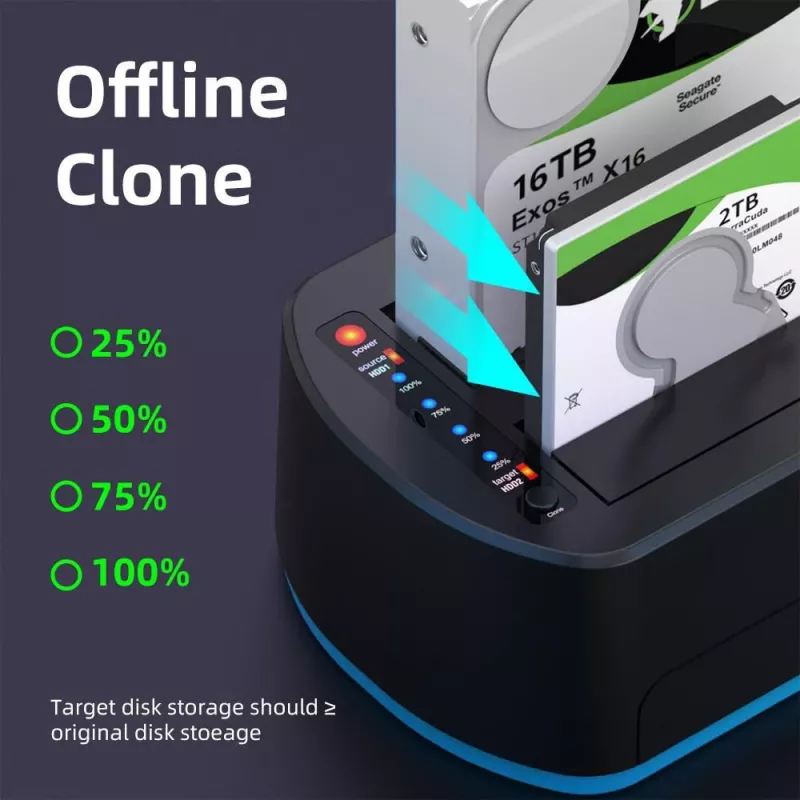 CoreParts MS-CLONER-SATA2.5-3.5 atmiņas disku dokstacija melna