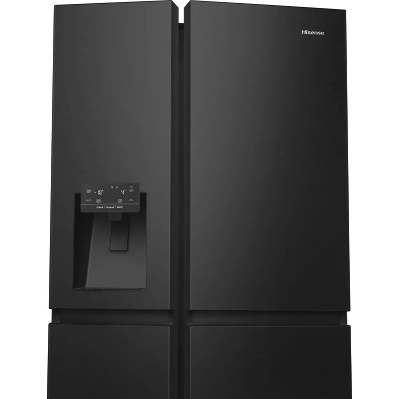 Hisense RS818N4TFC sāniski novietota saldētava Ledusskapis Brīvi stāvošs 632 L Melns, Nerūsējošais tērauds