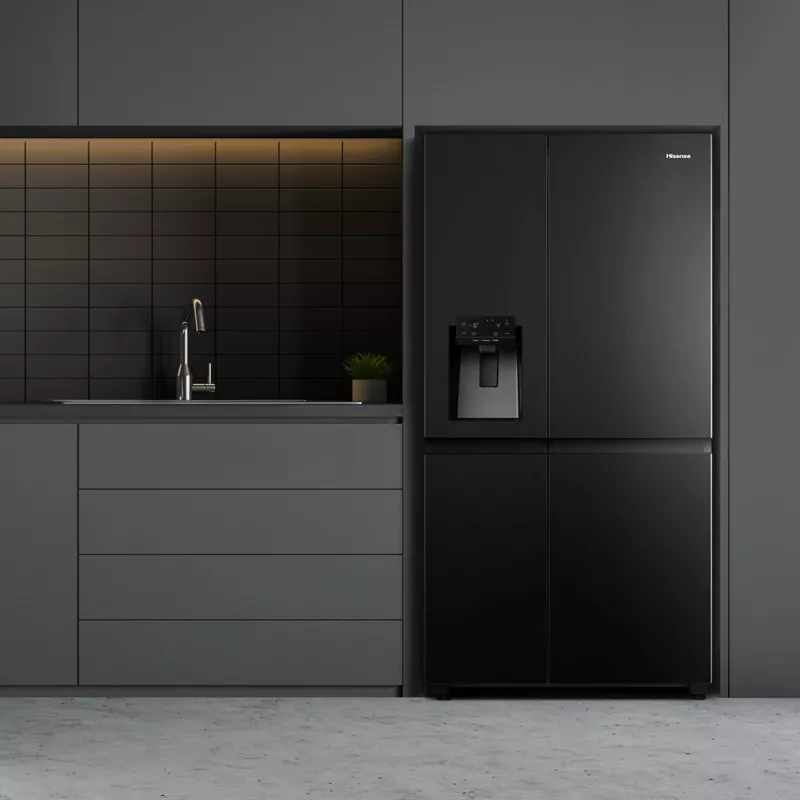 Hisense RS818N4TFC sāniski novietota saldētava Ledusskapis Brīvi stāvošs 632 L Melns, Nerūsējošais tērauds