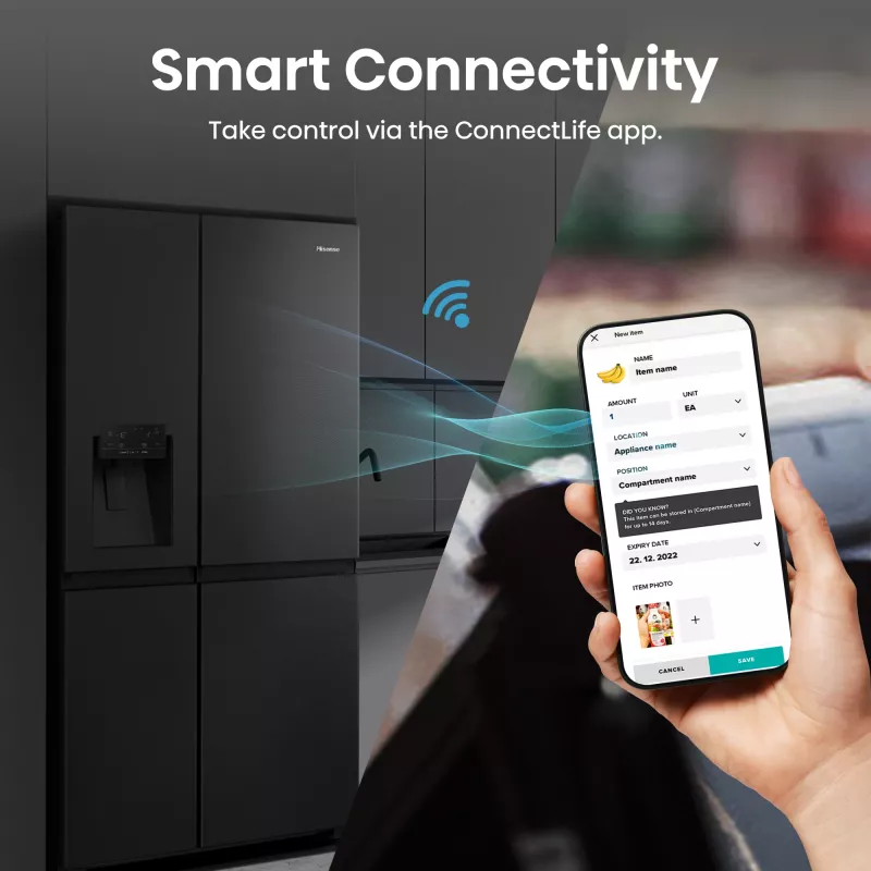 Hisense RS818N4TFC sāniski novietota saldētava Ledusskapis Brīvi stāvošs 632 L Melns, Nerūsējošais tērauds