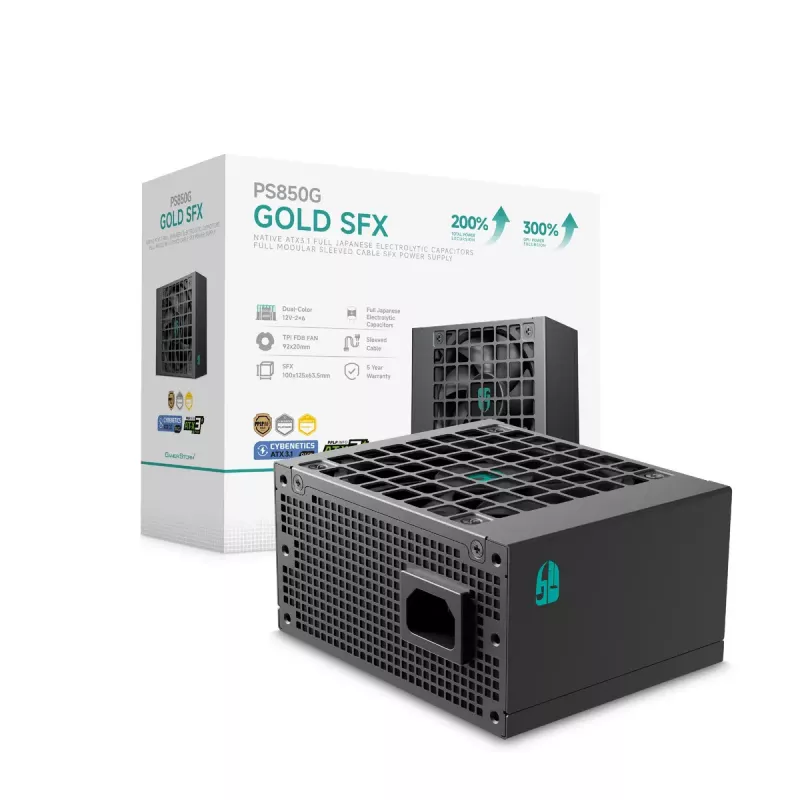 Barošanas bloks DeepCool PS850G 850 W ATX 20+4 pin, FDB ventilators 92 mm, melns