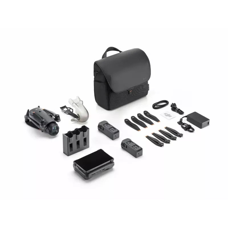 Drone DJI Mavic 4 Pro kvadrokopters — 100 MP kamera, 12288×8192 pikseļi, 6654 mAh baterija, 41000 m diapazons, 27 m/s, 1,063 kg, pelēks