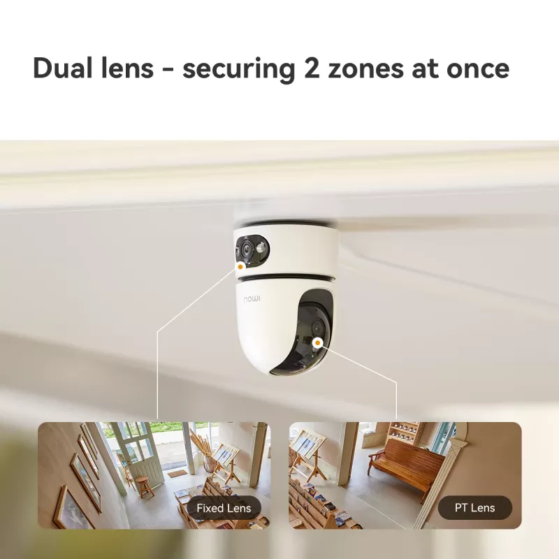 IP drošības kamera IMOU Ranger Dual Pro 6MP — Iekštelpu galda, 2304×1296, 3,6 mm, 8× digitālā tālummaiņa, 91°×47° skata leņķi