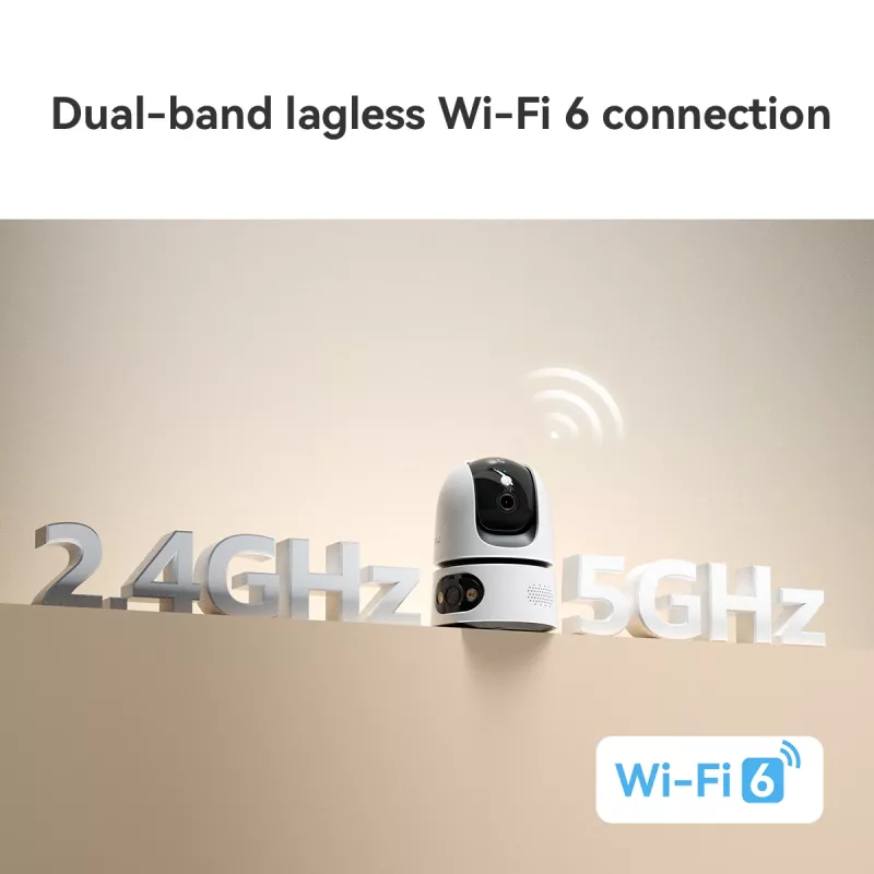 IP drošības kamera IMOU Ranger Dual Pro 6MP — Iekštelpu galda, 2304×1296, 3,6 mm, 8× digitālā tālummaiņa, 91°×47° skata leņķi