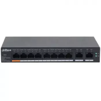 Pārvaldāms L2 Gigabit PoE slēdzis DAHUA CS4010-8GT-60 — 10x Gigabit (10/100/1000), 20 Gbit/s, 8000 MAC, Galda/Sienas montāža, Melns