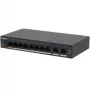 Pārvaldāms L2 Gigabit PoE slēdzis DAHUA CS4010-8GT-60 — 10x Gigabit (10/100/1000), 20 Gbit/s, 8000 MAC, Galda/Sienas montāža, Melns